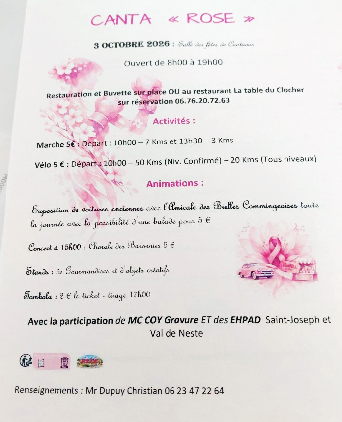 Octobre rose 2026 Cantaous